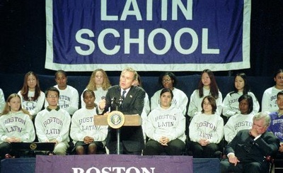 Cover image for Bush Comes To Boston After Education Victory