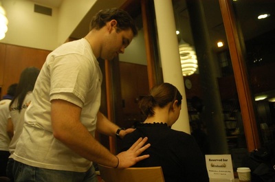 Cover image for Students Offer Backrubs To Bust Stress