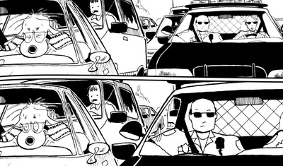 Cover image for Stuck In Traffic, Kalesniko Envisions Fears and Dreams
