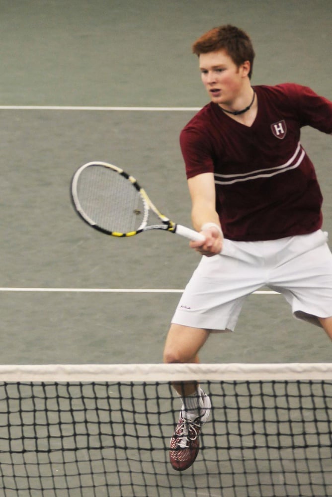 Rookie Casey MacMaster, shown above in earlier action, teamed up with captain Aba Omodele-Lucien to take down their doubles opponents in their matchups against Denver and ETSU. MacMaster also had success in his singles games this weekend, going 2-1.