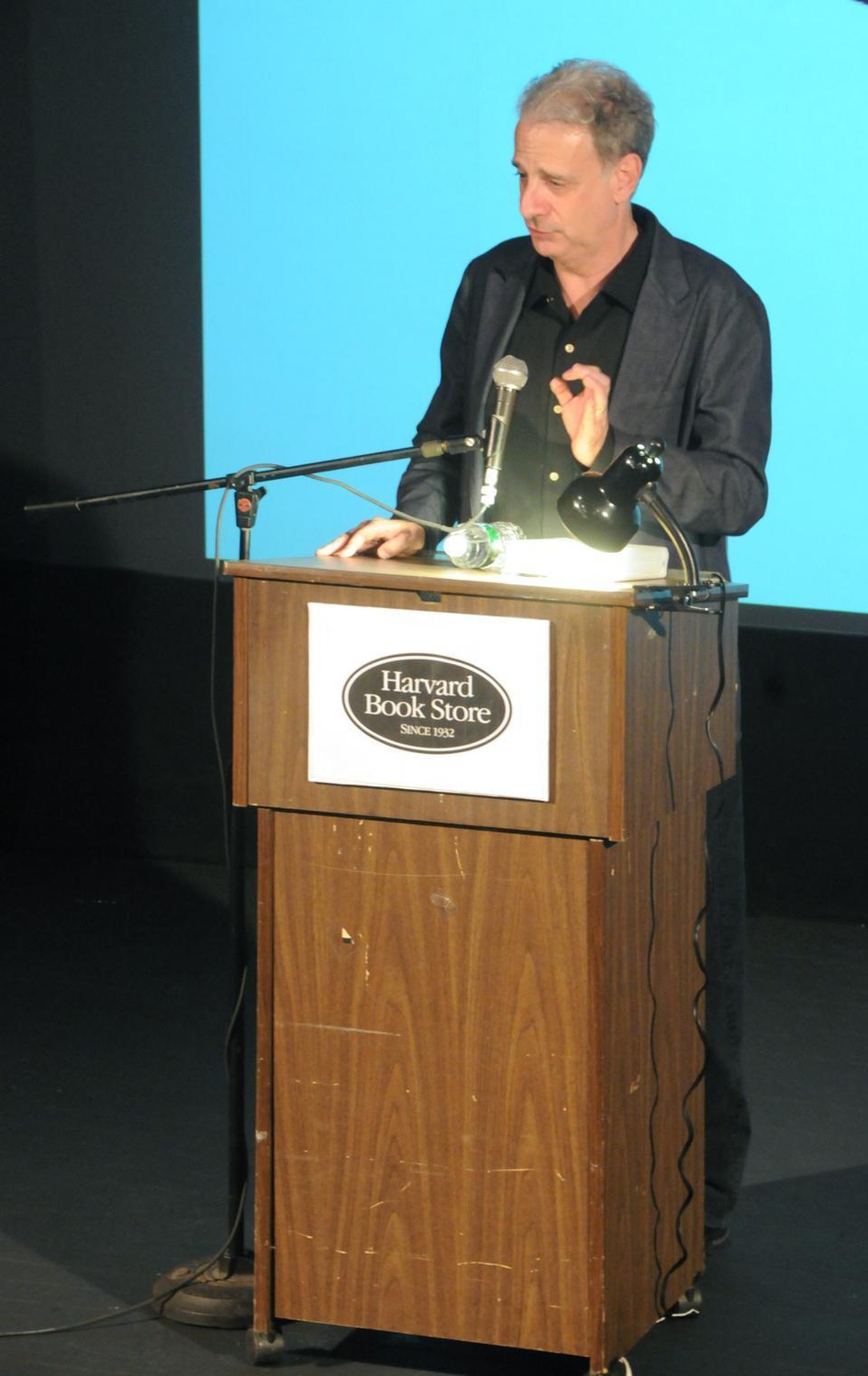 James Gleick '76 answers a question about the nature of information and information gathering at the Brattle Theatre on Tuesday, March 22, 2011. Hosted by the Harvard Bookstore, this event featured readings from Gleick's new book "The Information: A History, a Theory, a Flood."