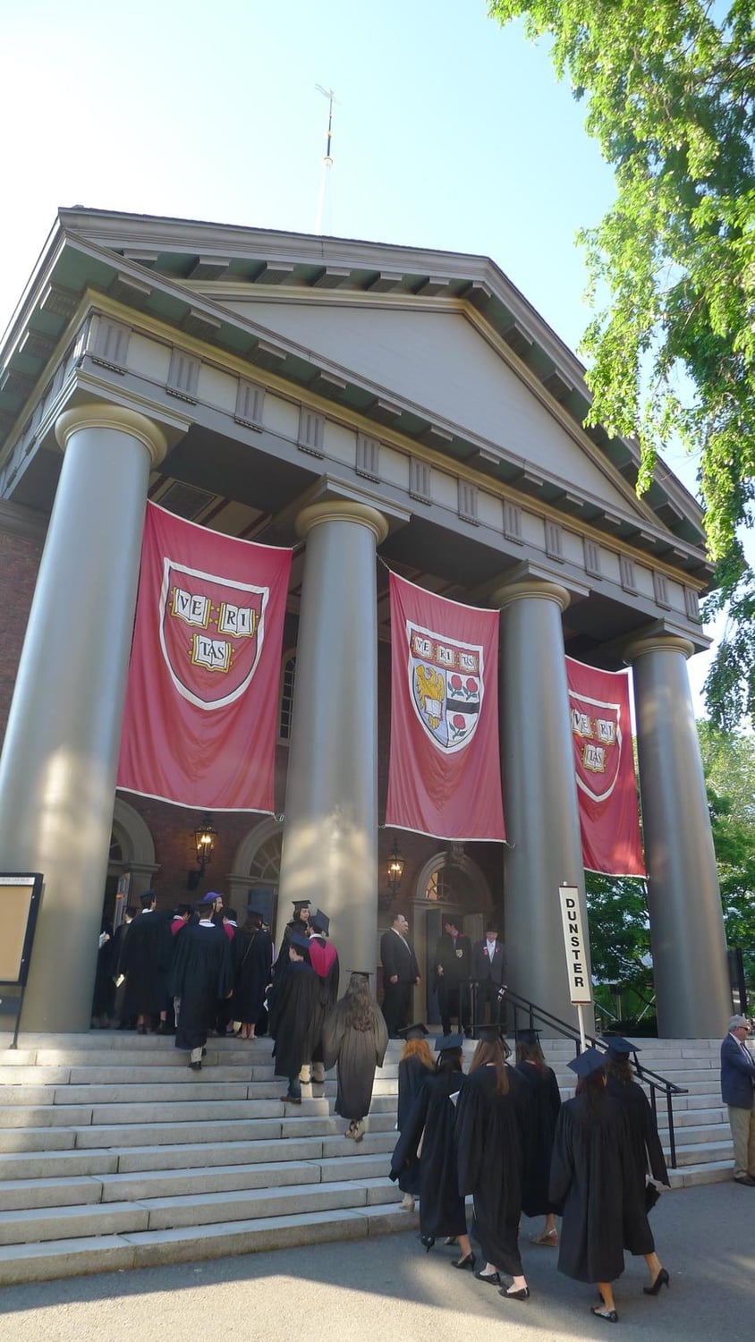 Students from Dunster House file into Memorial Church behind the rest of their peers for the Senior class chapel service on Thursday at 8:00 AM. 