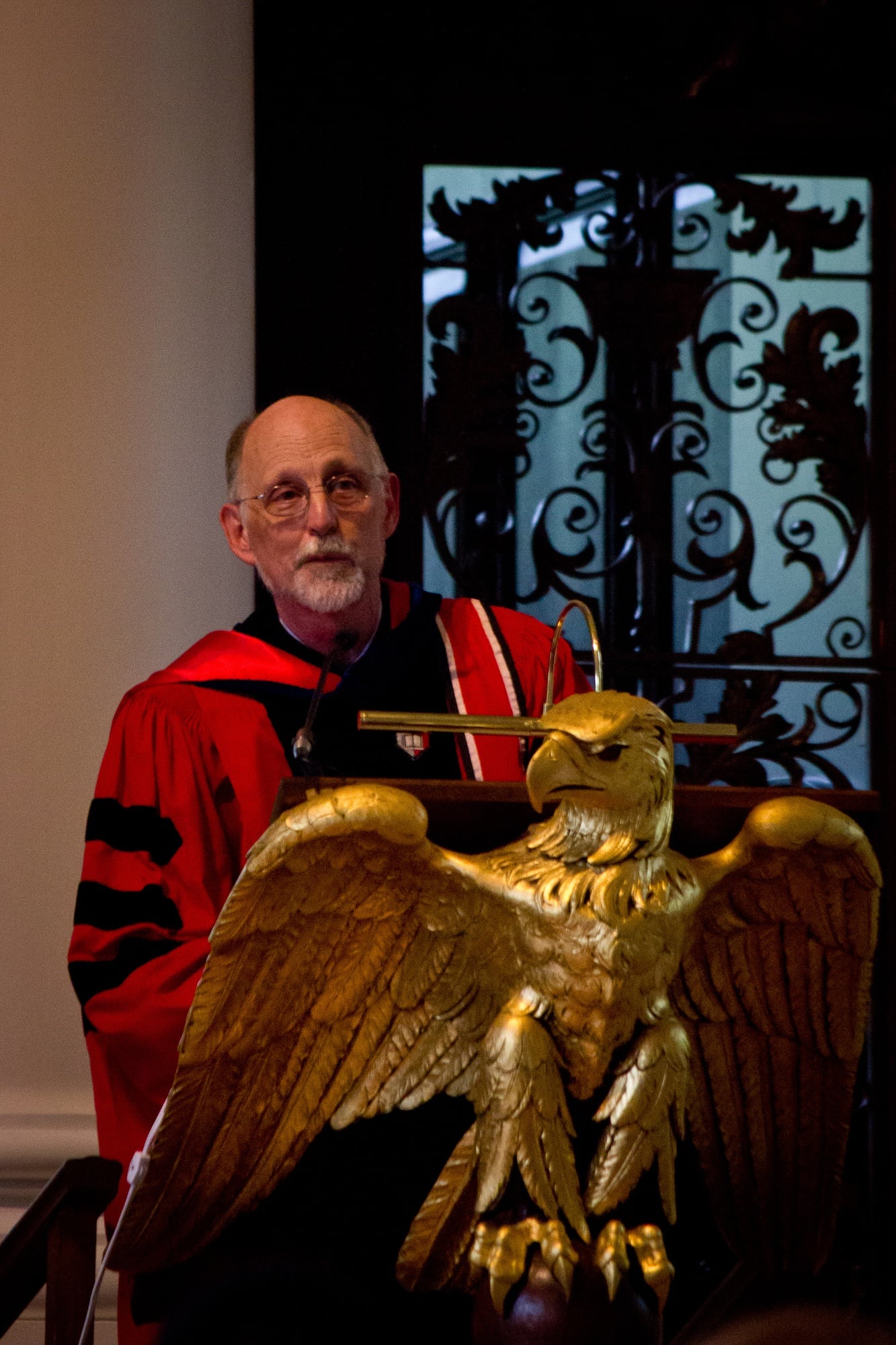 Interim Dean of Harvard College Donald Pfister entertains the Class of 2017 at the freshman convocation with a tale of earning a D in German class during his freshman year of college.