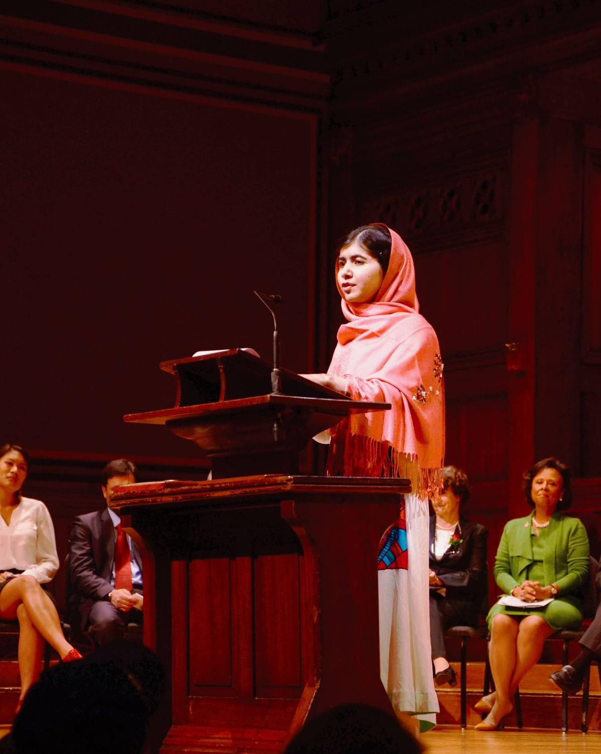Malala Yousafzai is honored as humanitarian of the year by Harvard on Friday in Sanders Theatre.  Yousafzai , a Pakistani teenager who was shot by the Taliban, is a public supporter for education rights.  