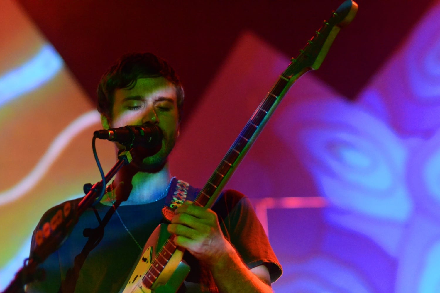 Lead Singer John Gourley belts the lyrics to "All Your Light" to kick off the concert at the House of Blues in Boston. Since their first EP almost 10 years ago, Portugal. the Man developed out of Gourley's high school band back in Alaska. 