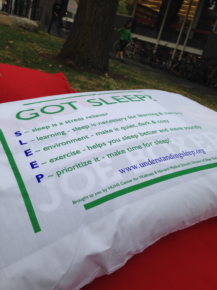 Pillows distributed at the event gave tips and pointers regarding the benefits of sleep.
