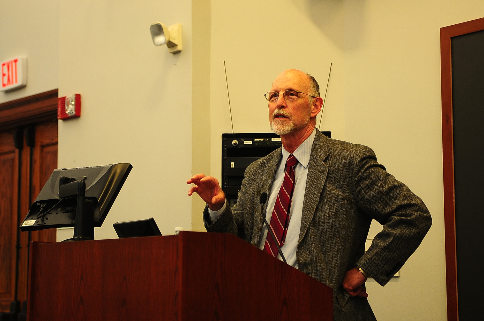 Interim Dean of the College Donald H. Pfister shares his thoughts on the importance of building a supportive community within the world of academia during a panel last fall.