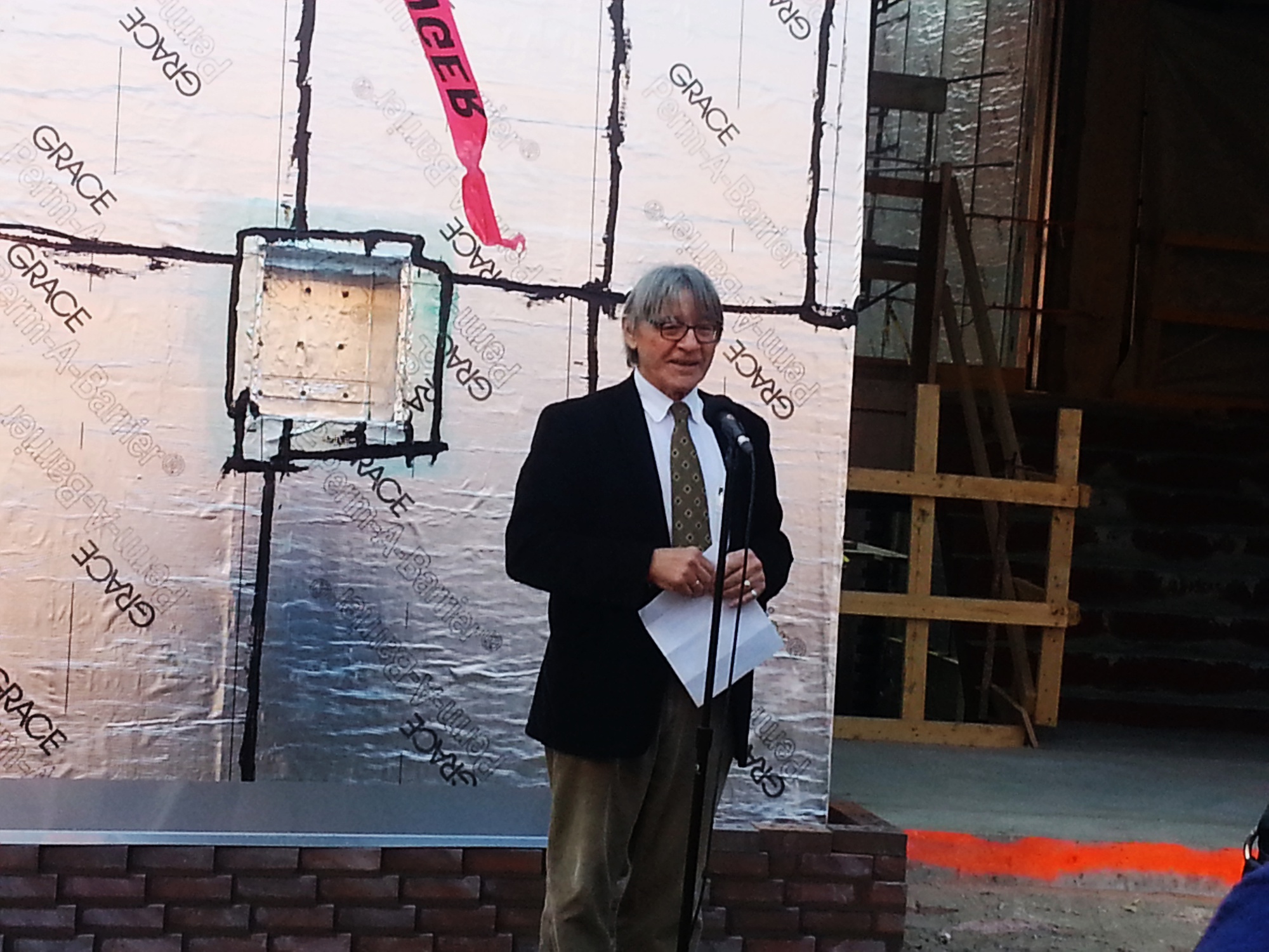 Professor Gary Urton, chair of the Harvard Anthropology Department, speaks at the site of the placement of a time capsule into the walls of Tozzer library. The capsule will be retrieved in 100 years, when the buildings is remodeled.