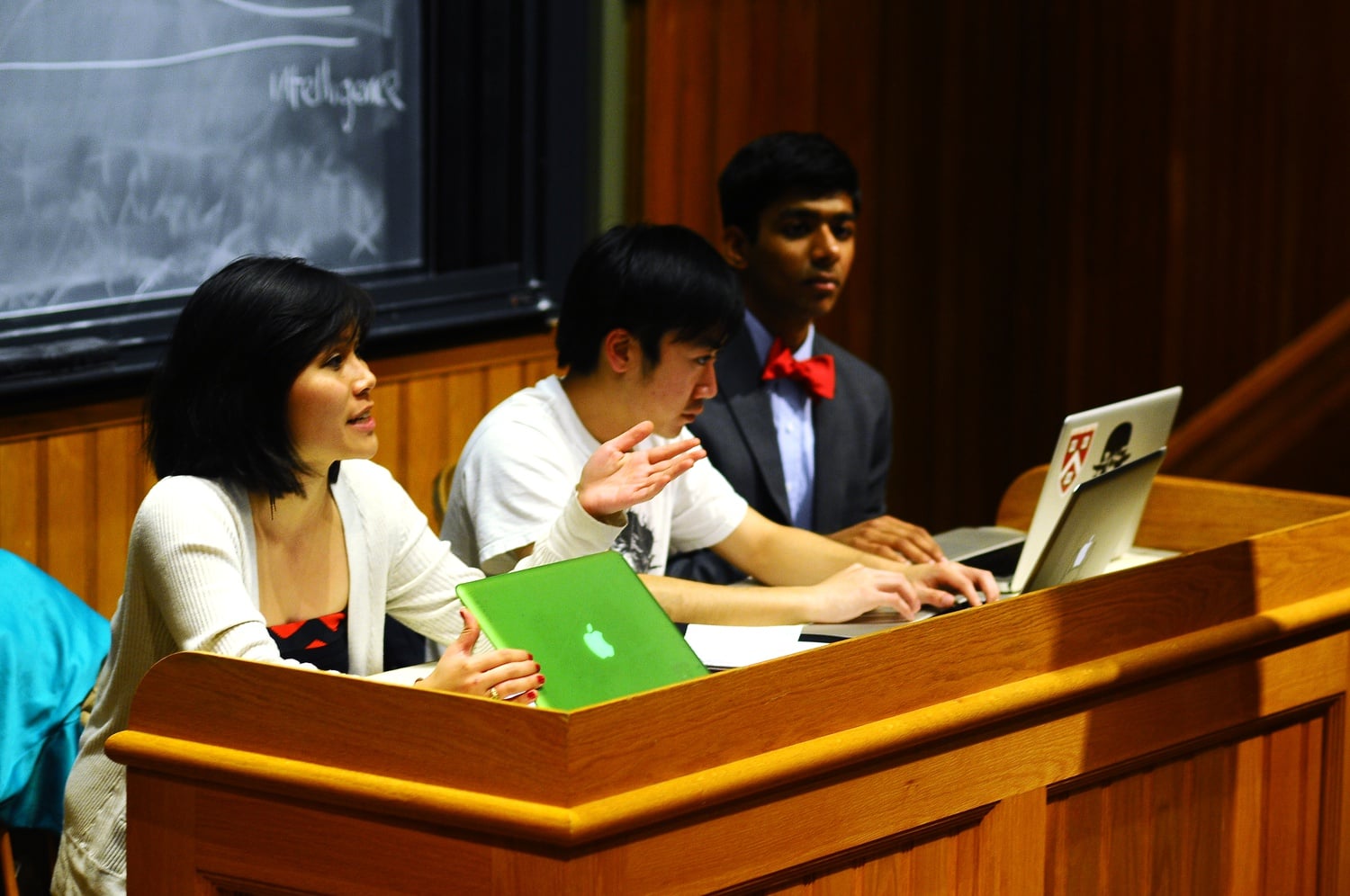UC Vice President Jen Zhu '14, Treasurer Jonathan Li '14, and Secretary Meghamsh Kanuparthy '16 lead the Council's discussion of gender parity in UC representation and grants for student groups.