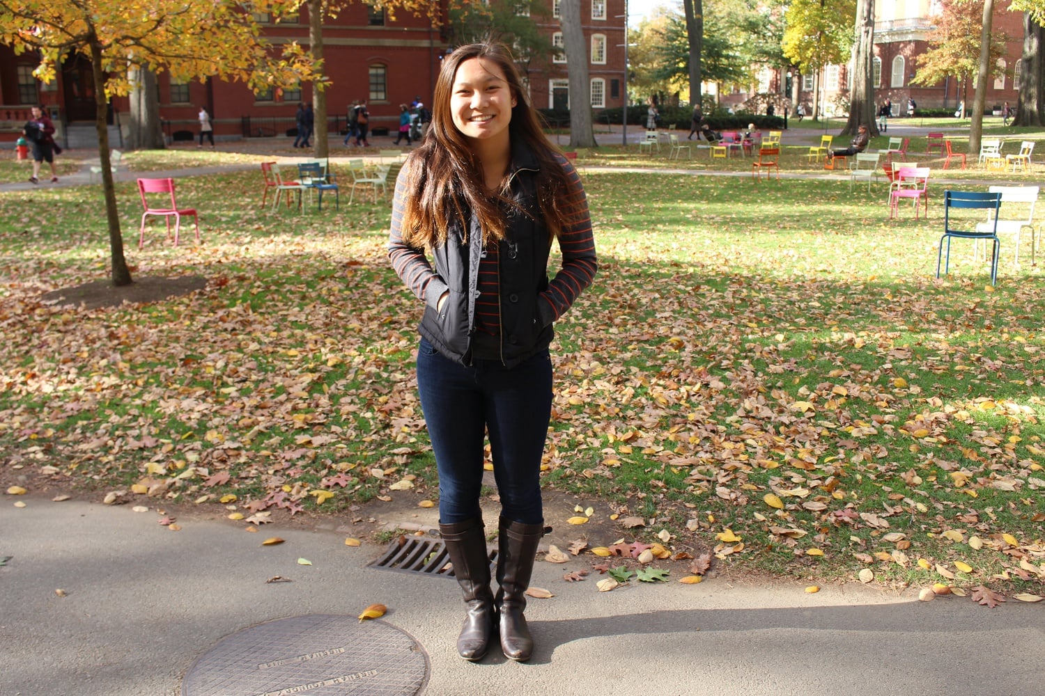 Emily Wang ‘17 wearing her vest with pride.