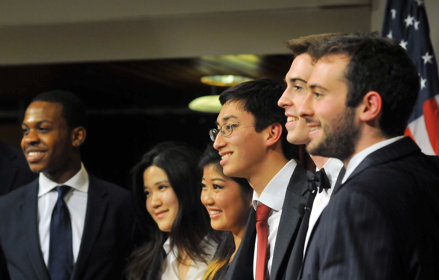 The three UC Presidential tickets, from left to right: Chika-Dike O. Nwokike ’15 and Una Kim ’15, C.C. Gong ’15 and Sietse K. Goffard ’15, Sam B. Clark ’15/Gus A. Mayopoulos ’15. The Presidential debate, hosted by the Institute of Politics, took place on Monday evening in the JFK Jr. Forum.