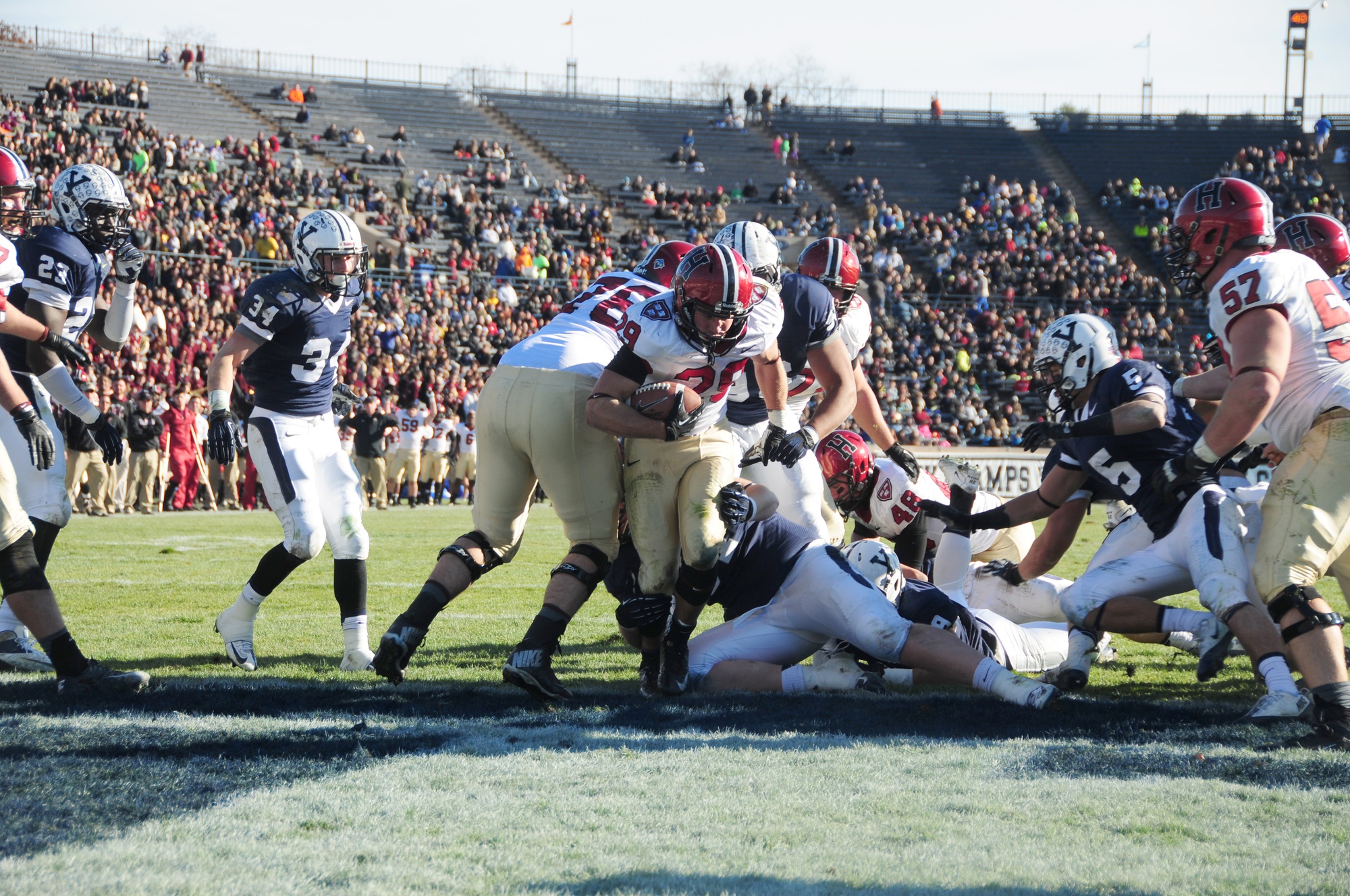 Sophomore running back Paul Stanton Jr. had four touchdowns as Harvard cruised to a 34-7 win over Yale, its seventh straight.