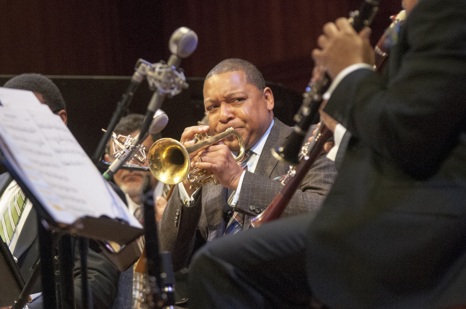 Wynton Marsalis finished his lecture series with a history of jazz from his hometown, New Orleans, Louisiana, on Thursday night, Jan. 30, in Sanders Theatre.