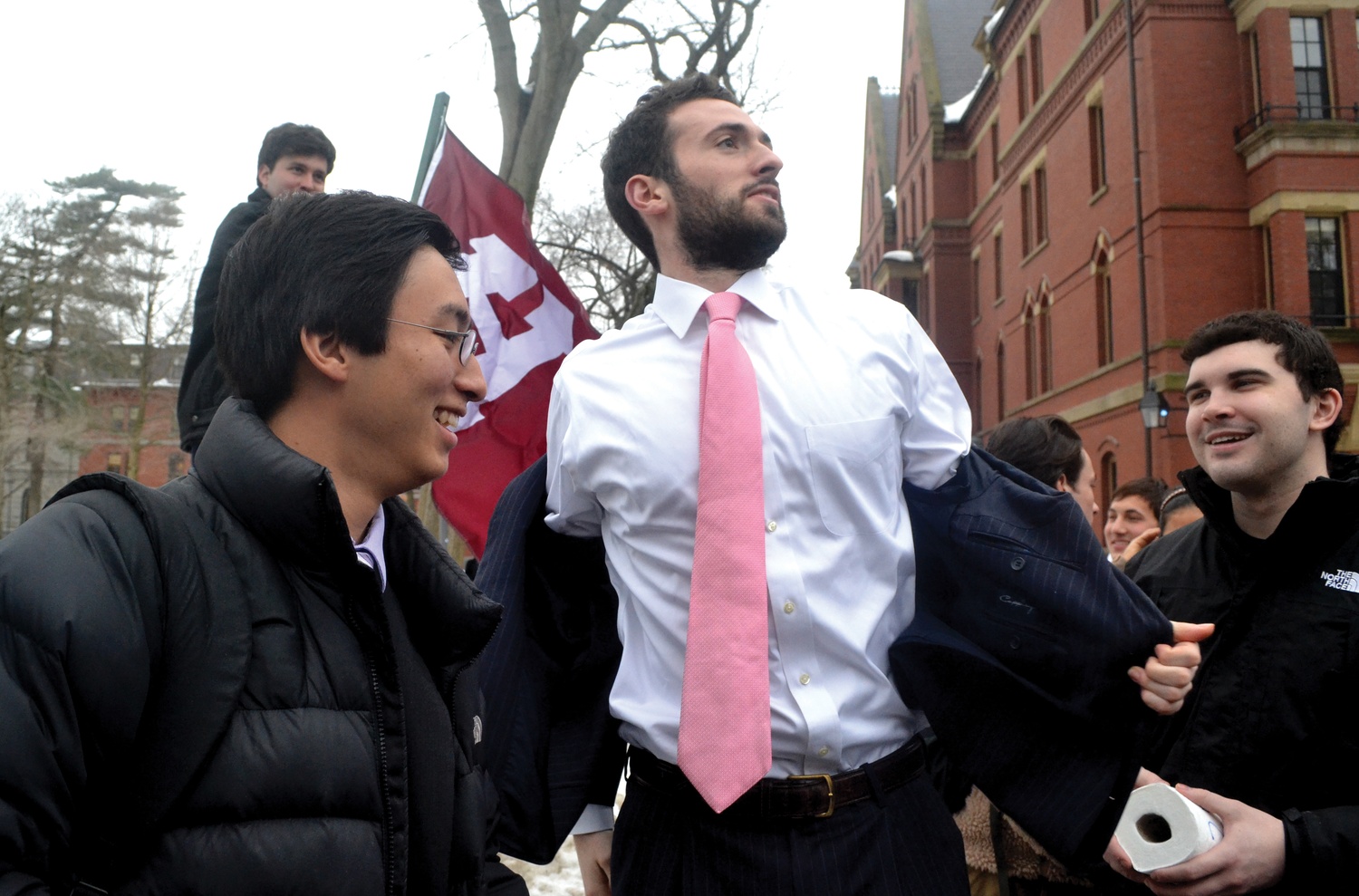 Undergraduate Council President Gus A. Mayopoulos '15 purposefully poses for photographers. Mayopoulos urged students to rally in support of the UC in its endeavors to gain additional funding. 