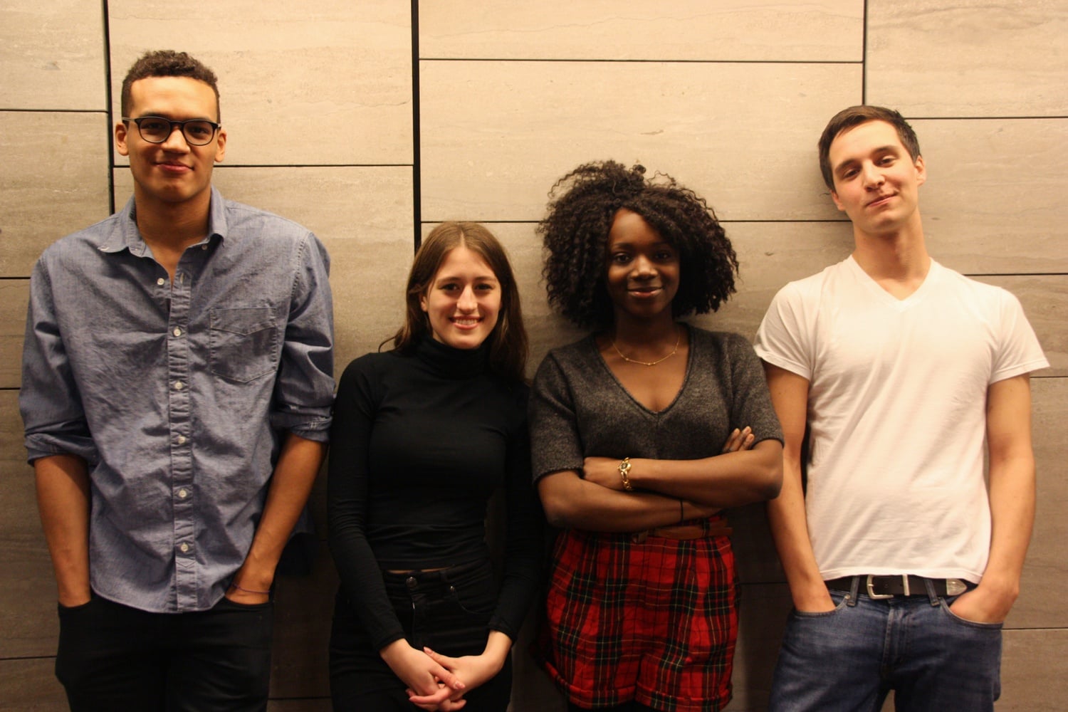 4 of the 5 actors in "IVY". From left to right: Eli Wilson Pelton '16, Juliana N. Sass '17, Yinka S. Ogunbiyi '16, and Archibald I. H. Stonehill '17.