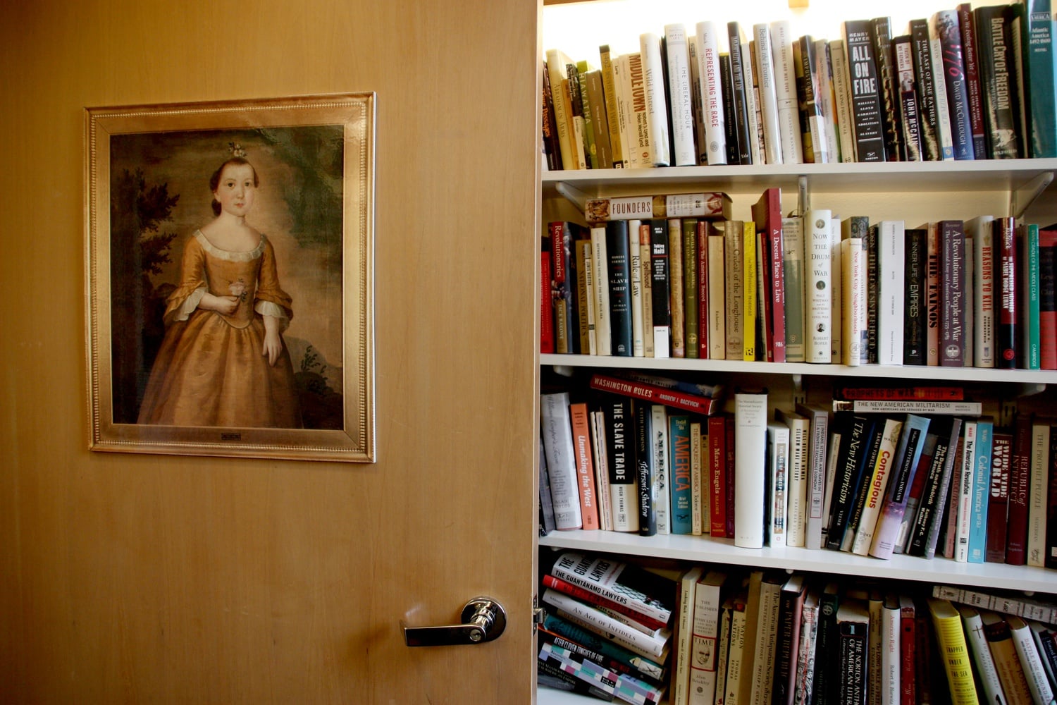 The door stands ajar in Lepore's office.