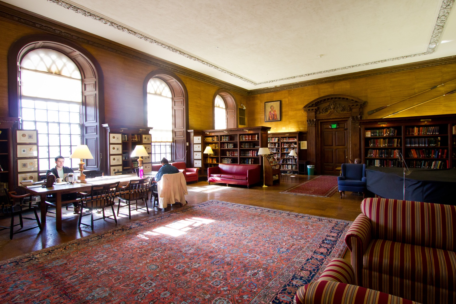Eliot House residents studying at the library