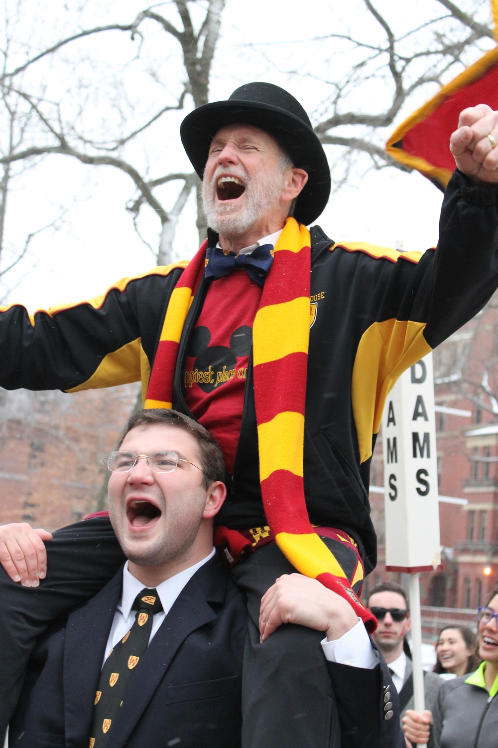 Adams House co-master John G. "Sean" Palfrey '67 celebrates Housing Day in the spring of 2014. Palfrey said the House masters have made recommendations for a replacement title, and the decision now rests in the hands of the University.