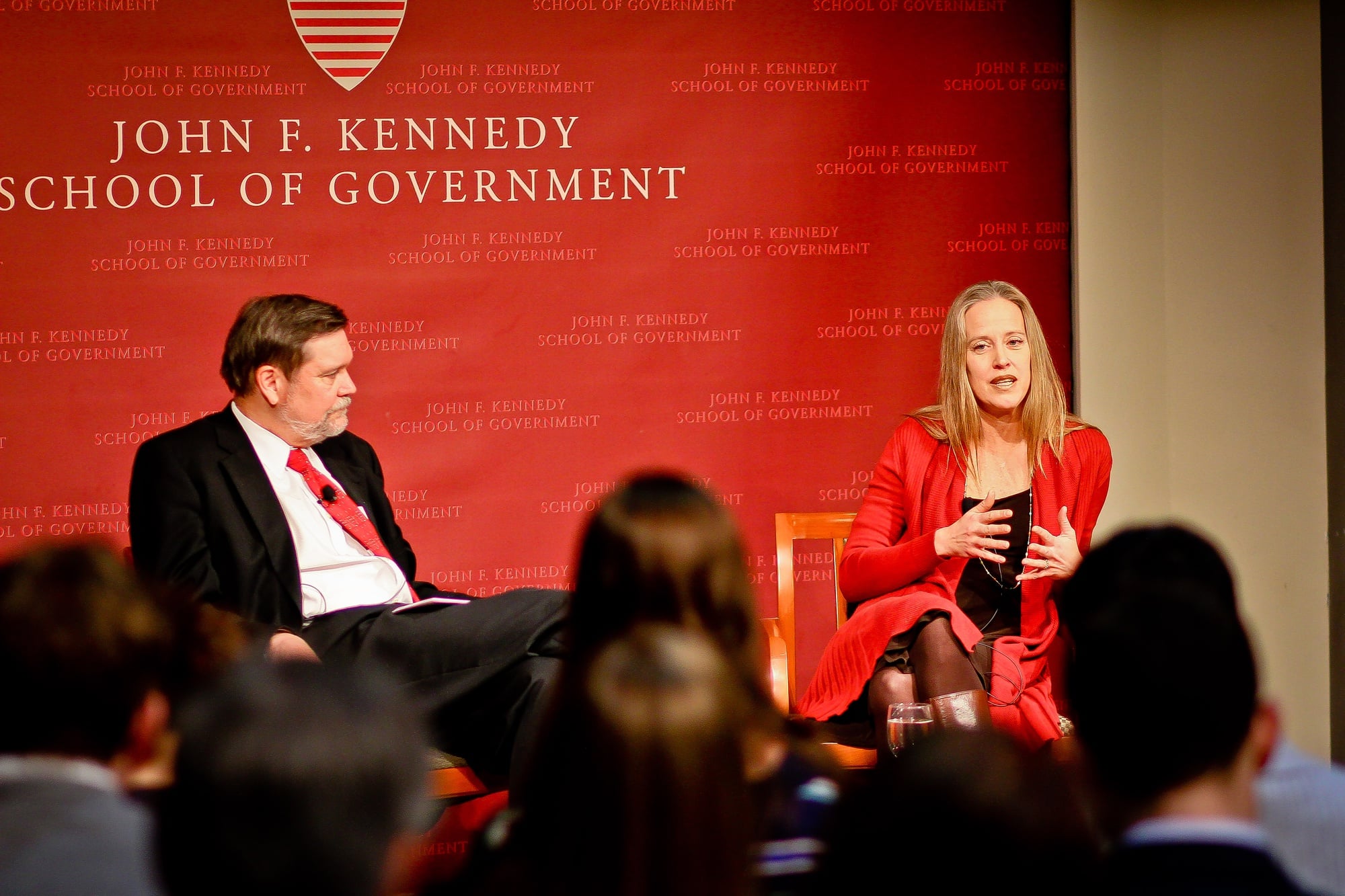Wendy Copp, CEO and co-founder of Teach for America, speaks about equality in education at the John F. Kennedy Jr. Forum on Tuesday night.