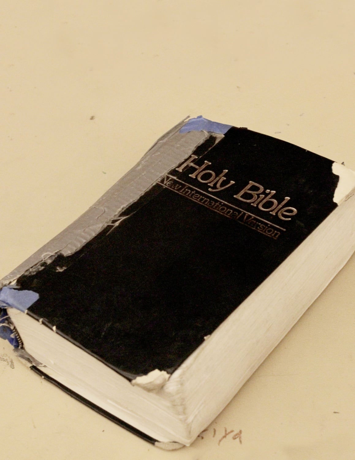 A bible rests on a table following a Boston Church of Christ service on Sunday, April 6th at Back Bay Events Center in Boston.