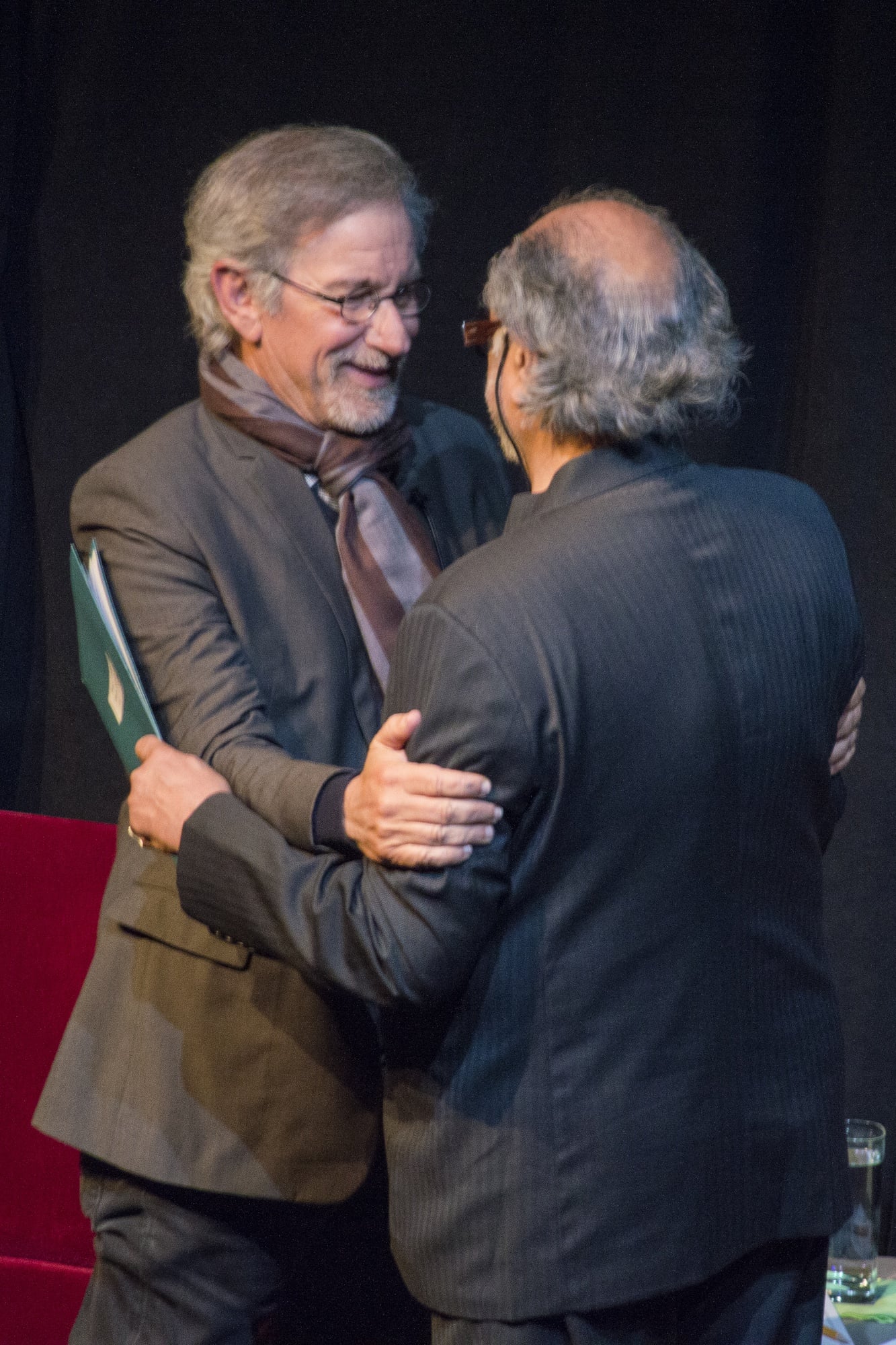 Academy Award-winning director Steven Spielberg joined Director of the Mahindra Humanities Center Homi K. Bhabha in a talk and question-and-answer session with members of the Harvard community Tuesday night.