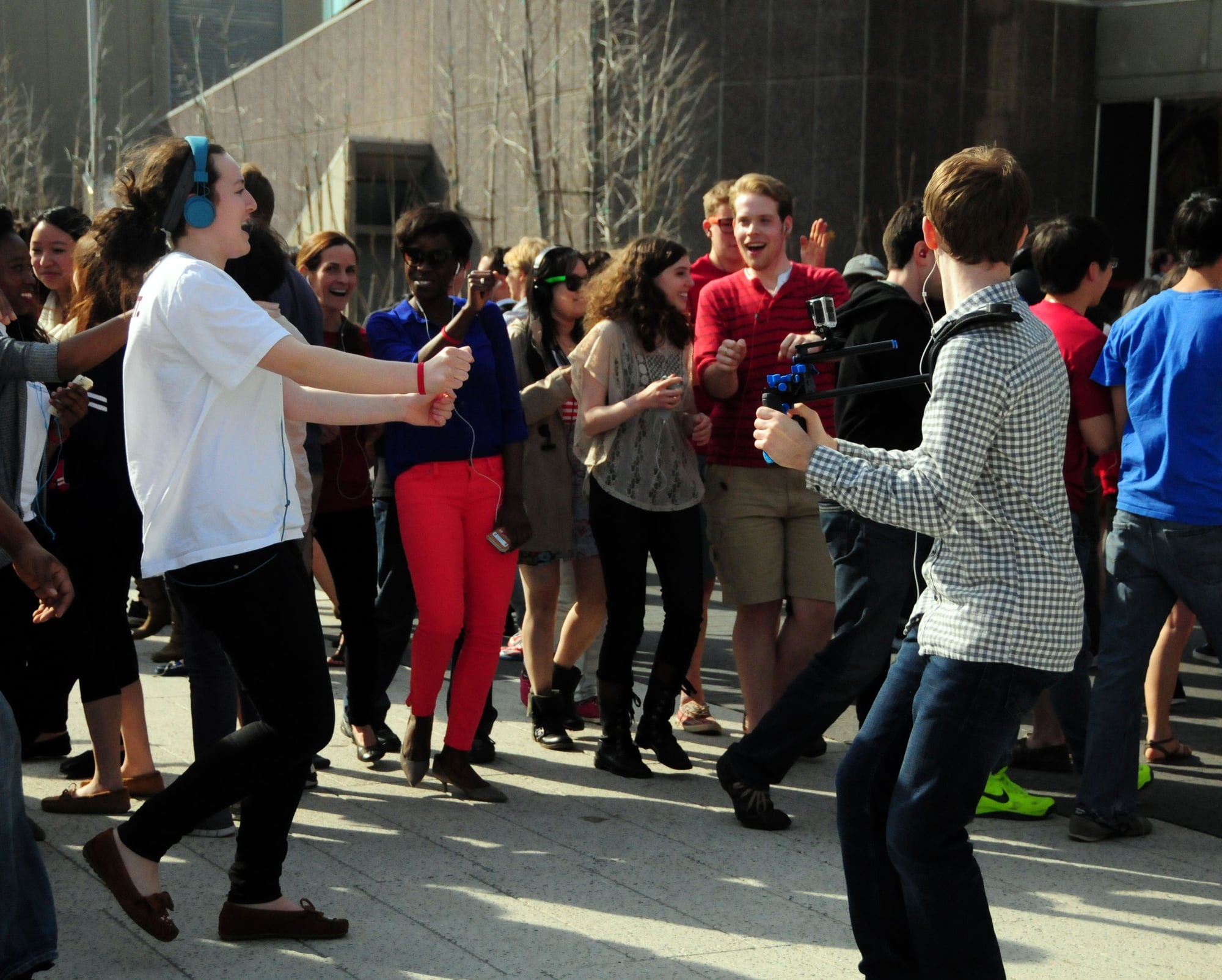 Students take part in a flash mob as part of Mob Malaria on World Malaria Day.