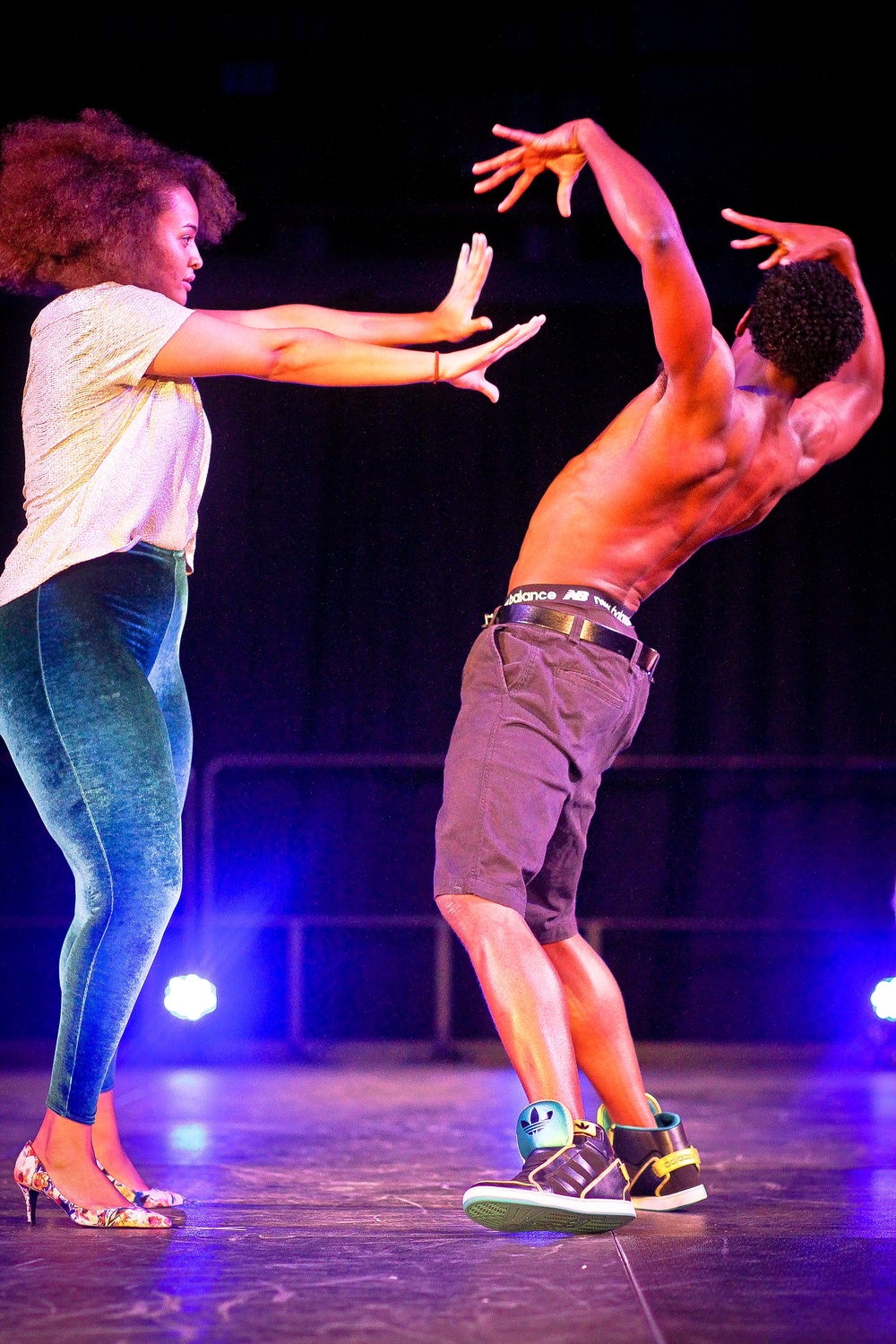 Lindiwe Rennert '14 and Jarvis Harris '15 perform at the 2014 Eleganza Show on Saturday evening in the Lavietes Pavilion on the 20th anniversary of the charity fashion show.  