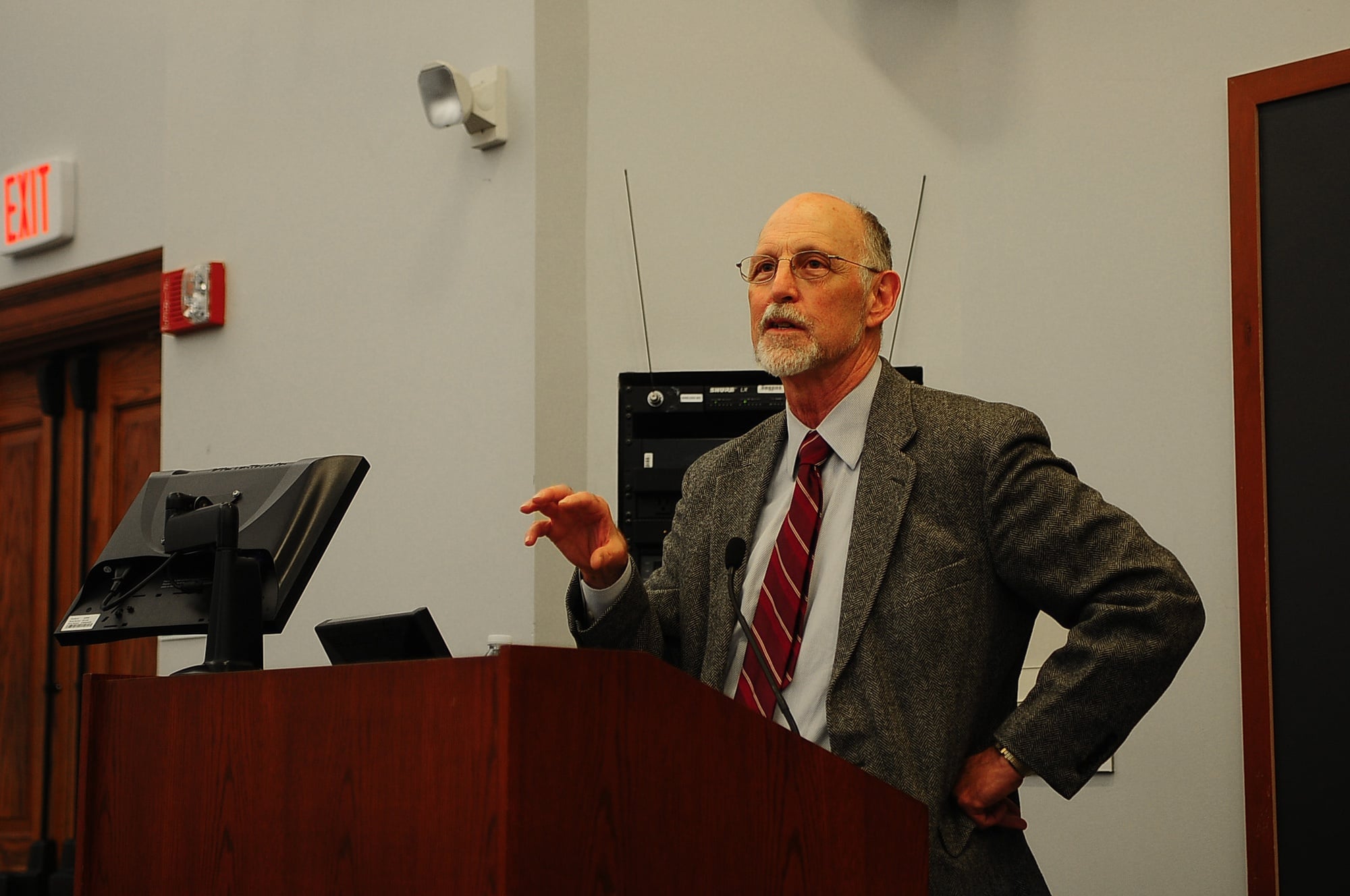 Interim Dean of the College Donald H. Pfister shares his thoughts on the importance of building a supportive community within the world of academia during a panel last fall.