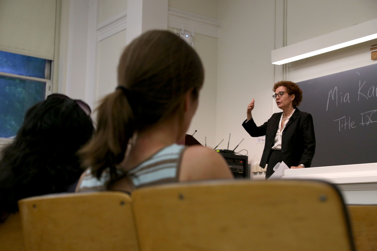 University Title IX Officer Mia Karvonides defended Harvard's new sexual harassment policy in September 2014.