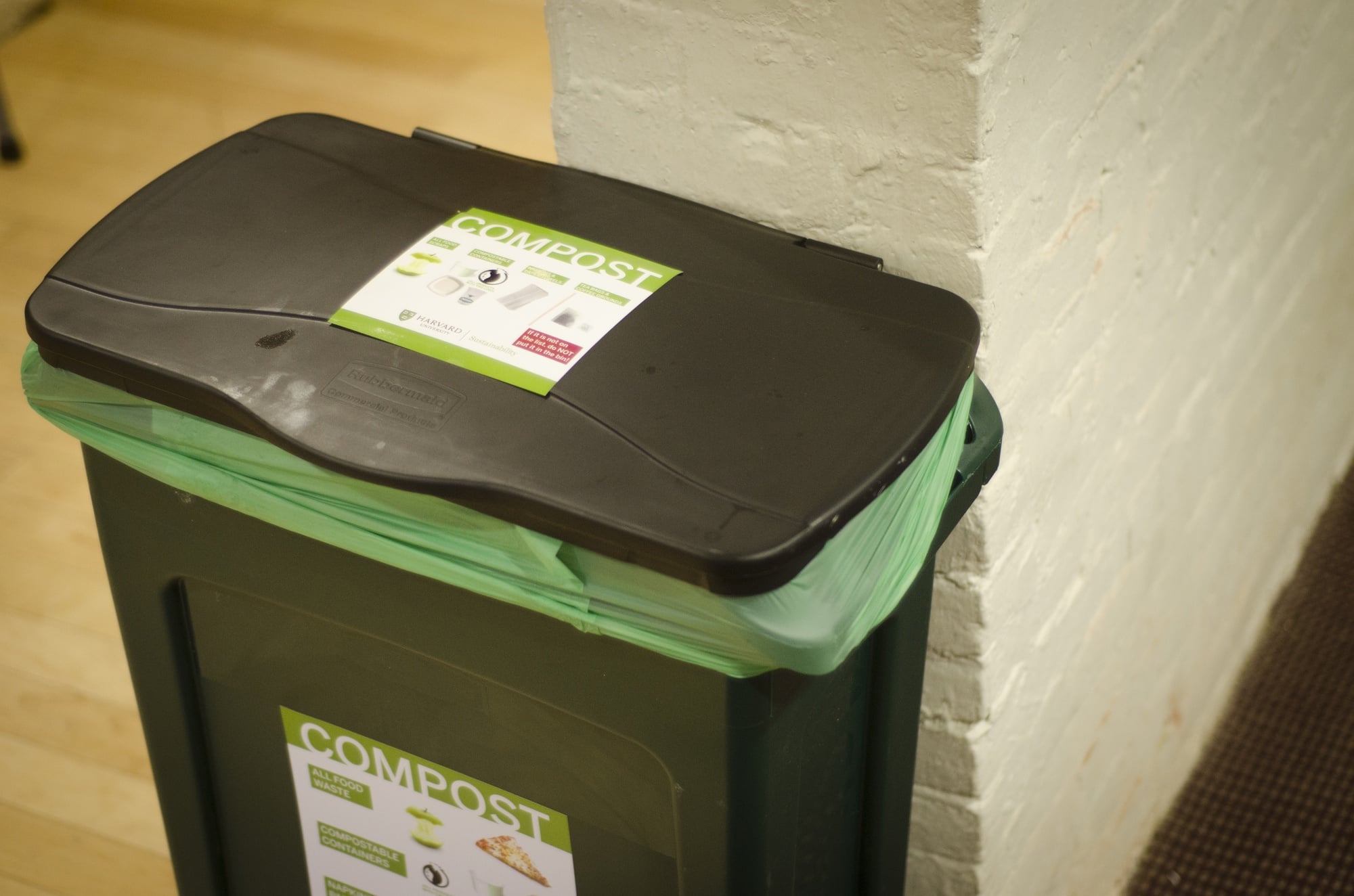 Compost bins, like the one shown above in Thayer Hall, have been placed in all of the freshman dormitories as part of a new waste-diversion program.