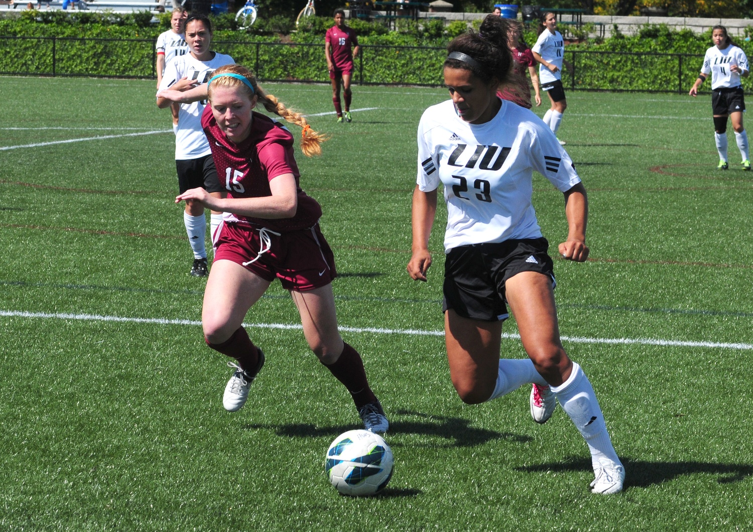 Senior forward Emily Mosbacher, shown here in previous action, notched a shot on goal in a winning effort against Army. 