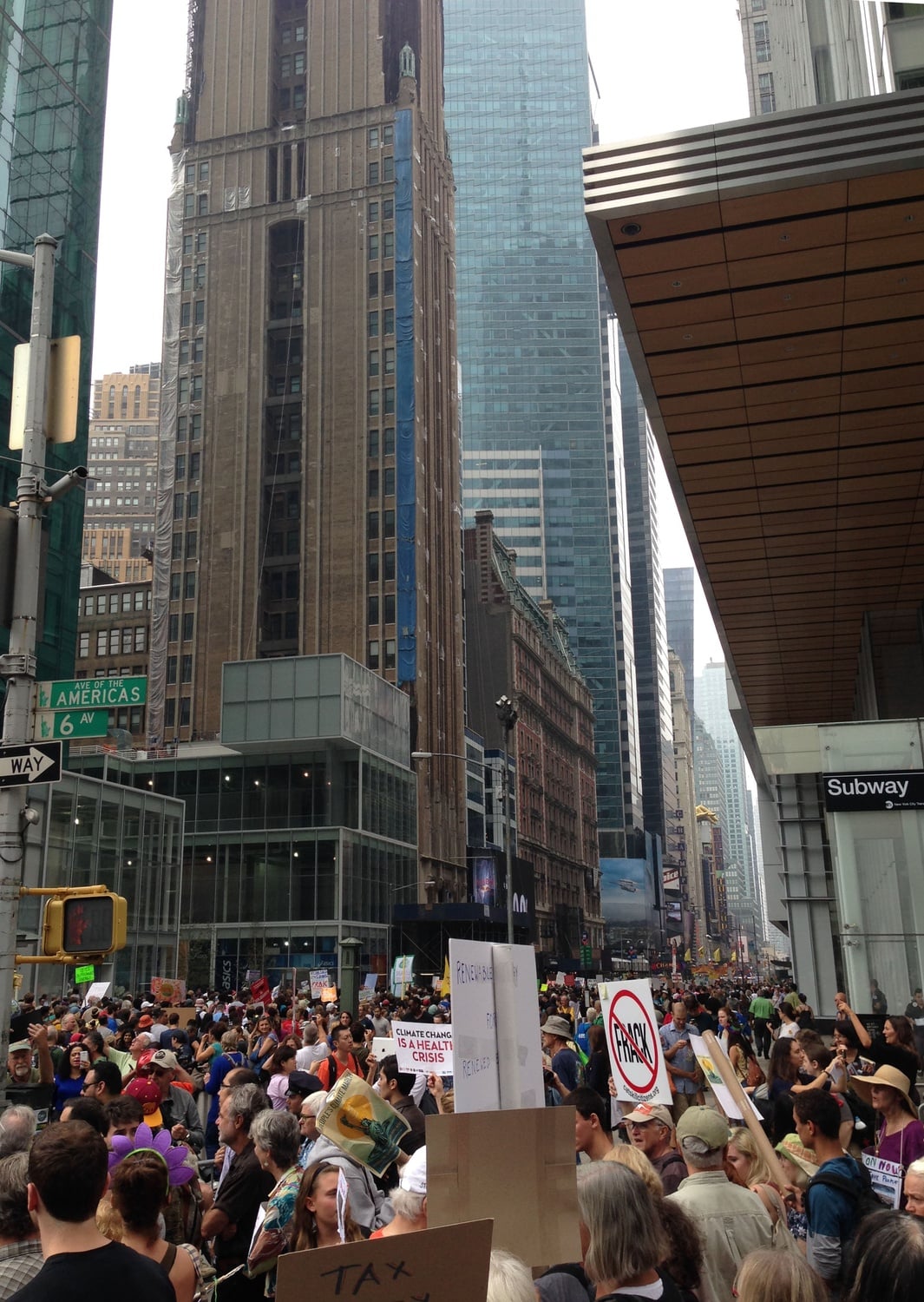 Hundreds of thousands of people descended on Manhattan Sunday for the "People's Climate March."