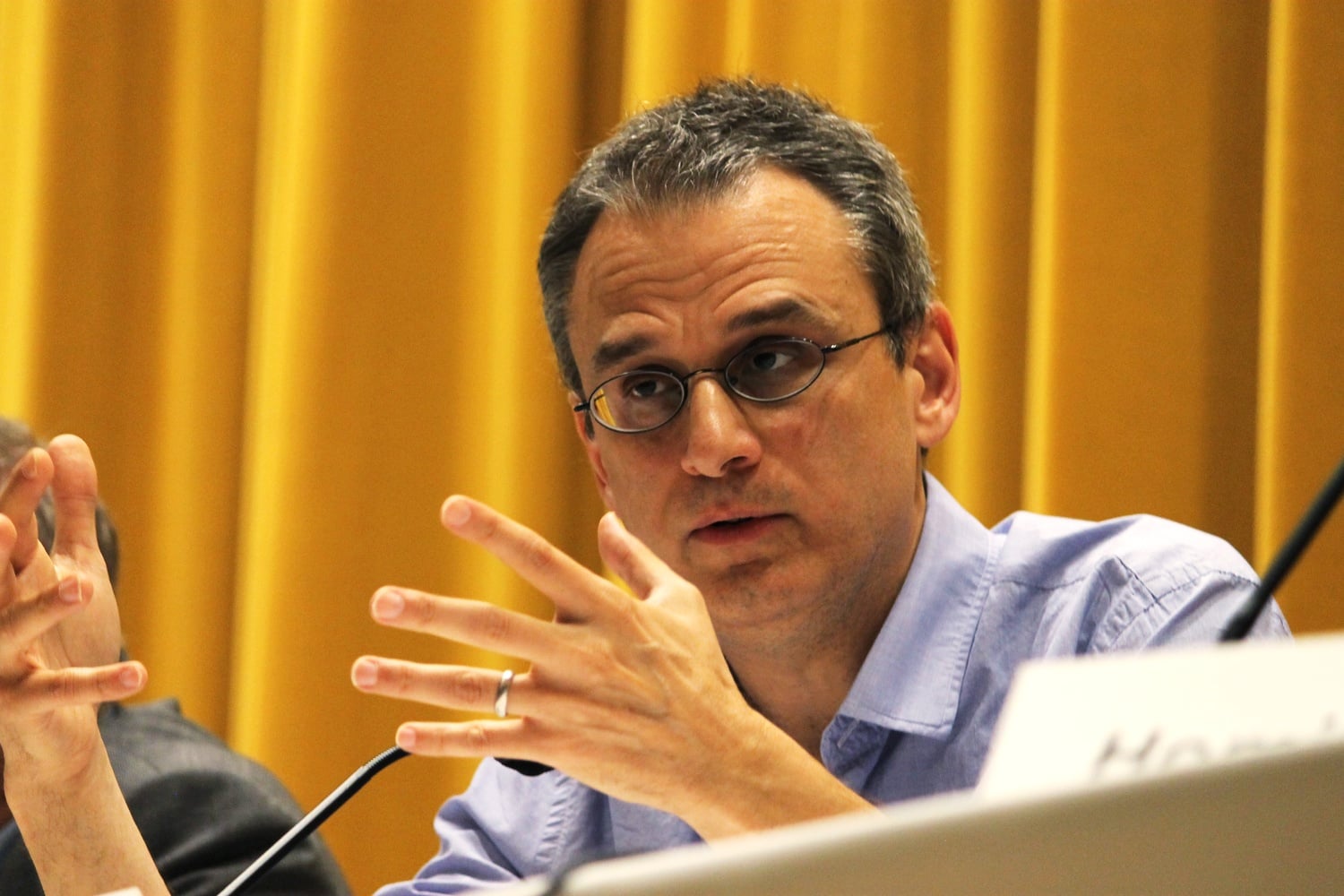 William Deresiewicz, writer of New Republic article, "Don't Send Your Kid to the Ivy League," speaks about his new book, "Excellent Sheep: The Miseducation of the American Elite and the Way to a Meaningful Life" in Paine Hall on Monday evening.
