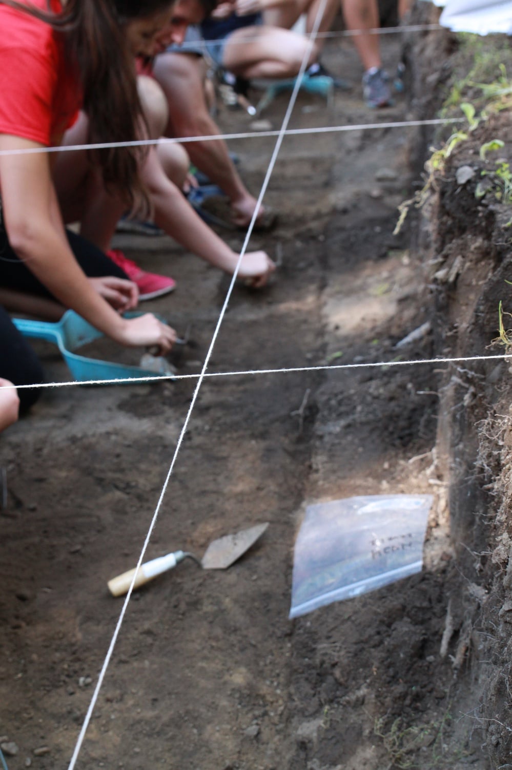 Students excavate a site in Harvard Yard as part of an undergraduate course in the Anthropology Department.