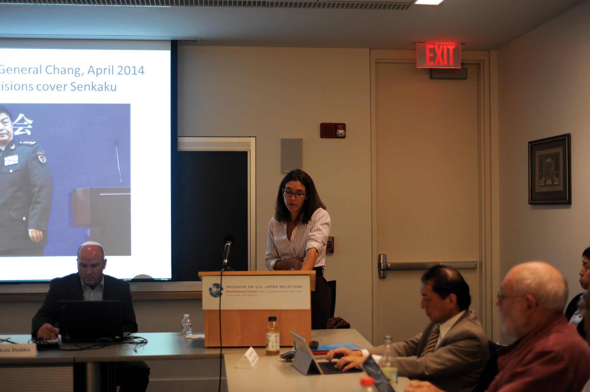 Alexis B. Dudden speaks at CGIS about the history of Japan and its surrounding islands on Tuesday afternoon. The event was sponsored by the Weatherhead Center for International affairs and the Edwin O. Reischauer Institute of Japanese Studies and Korea Institute.