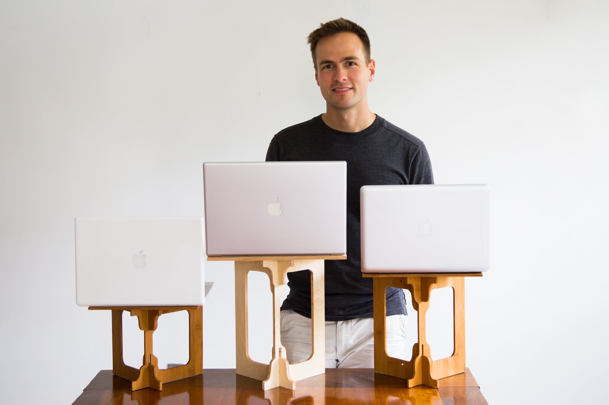 Luke A. Leafgren, resident dean of Mather House, has created a portable standing desk. 