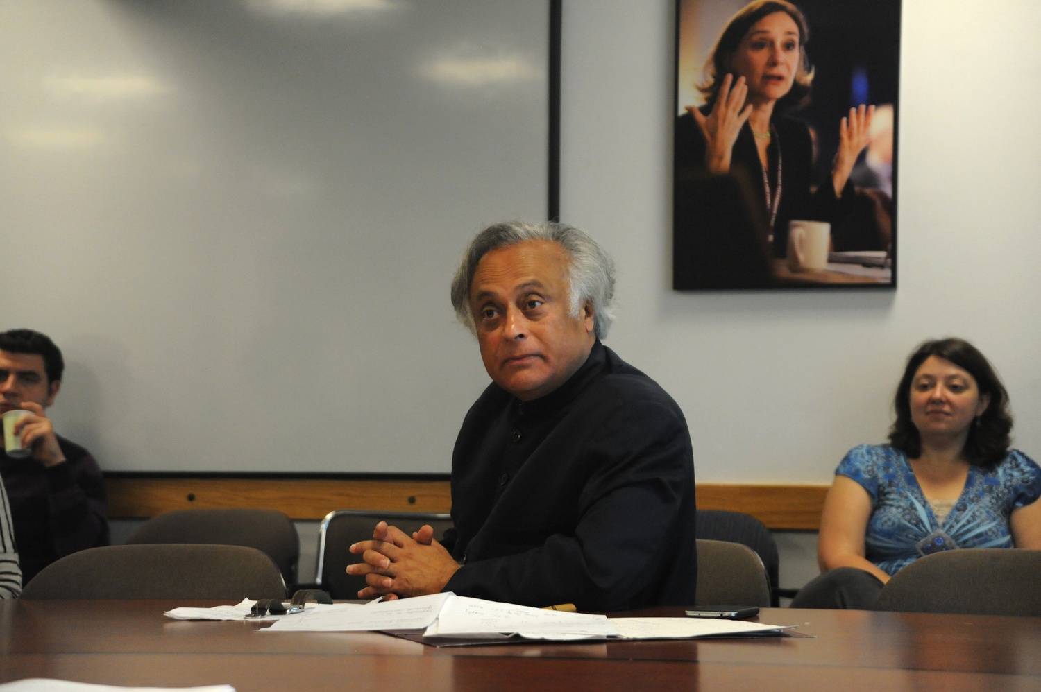 Indian Minister Jairam Ramesh speaks in the Kalb Seminar Room at the Harvard Kennedy School of Government for the Nuclear Power and Climate Change in India seminar on Tuesday. This seminar was sponsored by the Project on Managing the Atom.