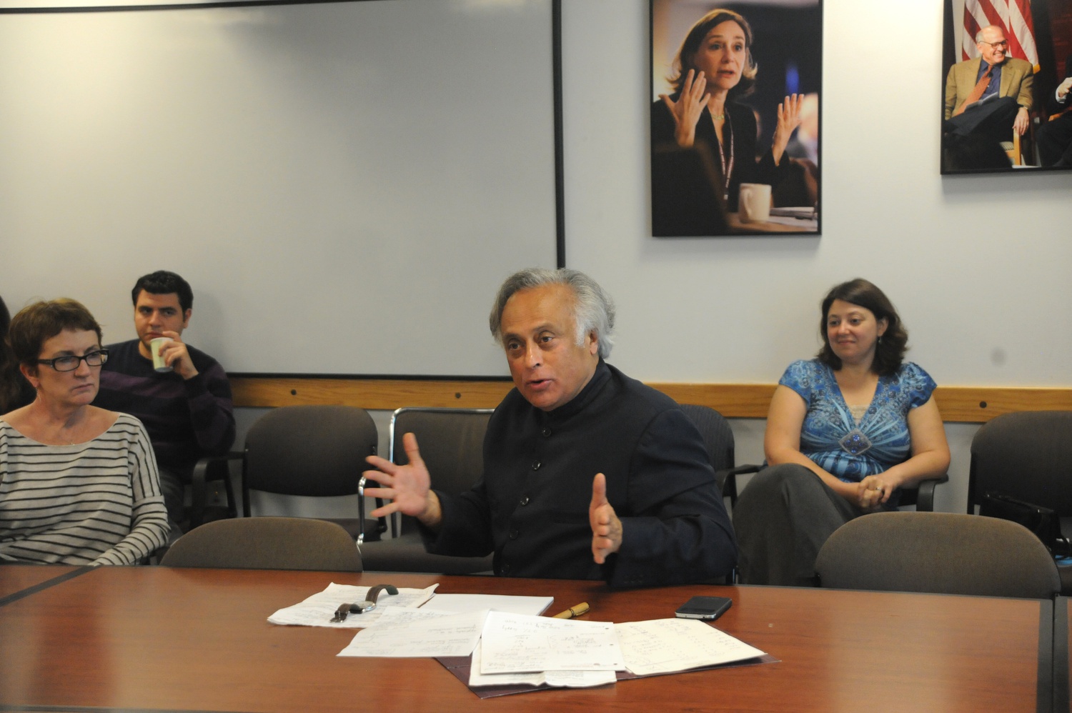 Indian Minister Jairam Ramesh speaks in the Kalb Seminar Room at the Harvard Kennedy School of Government for the Nuclear Power and Climate Change in India seminar on Tuesday. This seminar was sponsored by the Project on Managing the Atom.