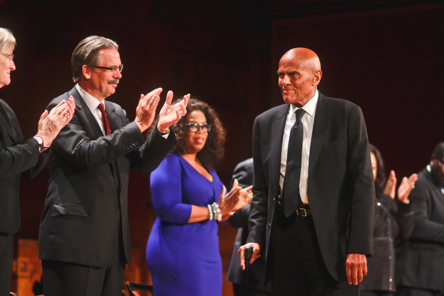Harry Belafonte, distinguished artist and activist, was honored at the W.E.B. Du Bois medal ceremony on Tuesday afternoon. Honorees also included Oprah Winfrey, David Adjaye, Steve McQueen, Shonda Rhimes, and Harvey Weinstein.