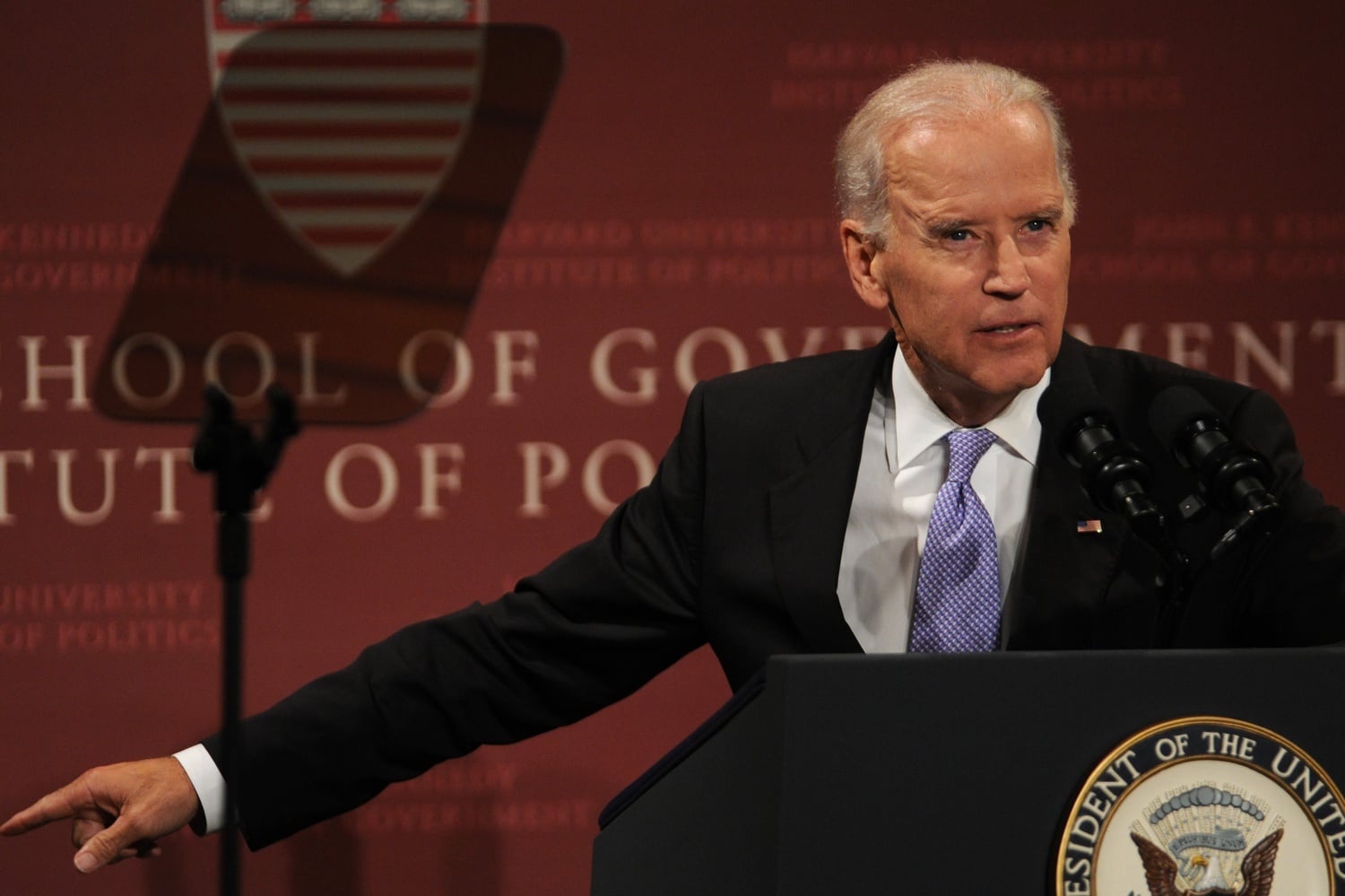 Vice President Joe Biden speaks on foreign cooperation and competition at the Institute of Politics, Thursday night. 