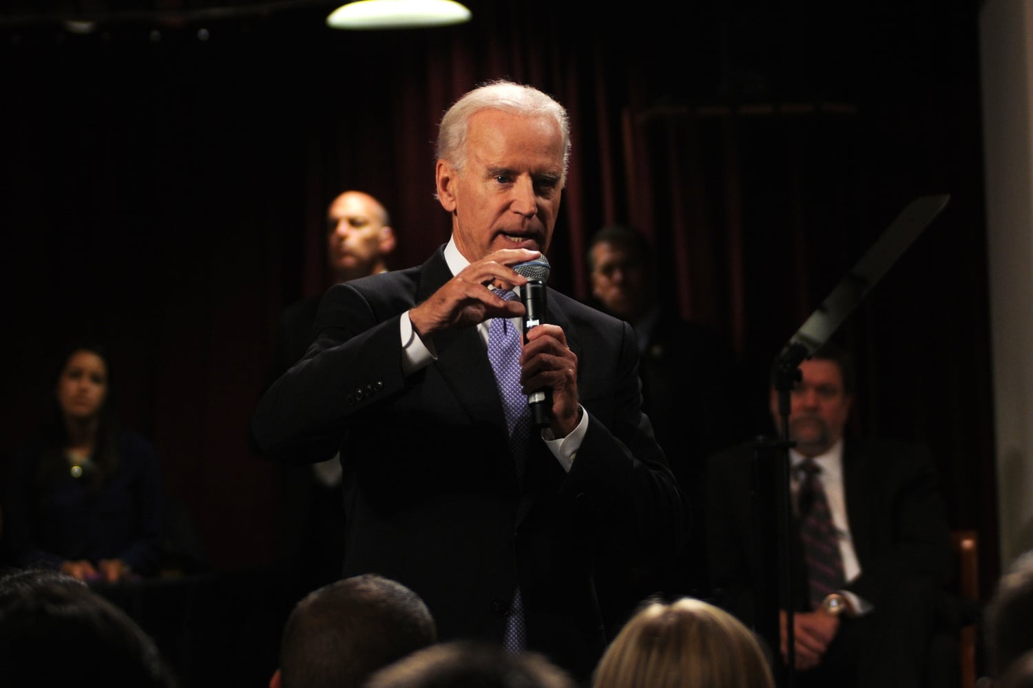 Vice President Joe Biden speaks on foreign cooperation and competition at the Institute of Politics, Thursday night. 