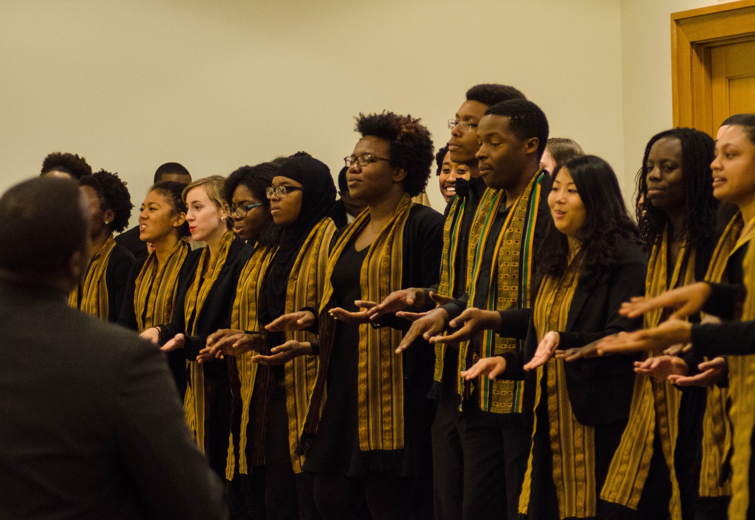 At the fifth annual Nigerian Independence Day Gala, held in Wasserstein Hall in Harvard Law School, the Kuumba Singers entertained the audience with traditional tunes. The evening also featured dance, food, and spoken word.