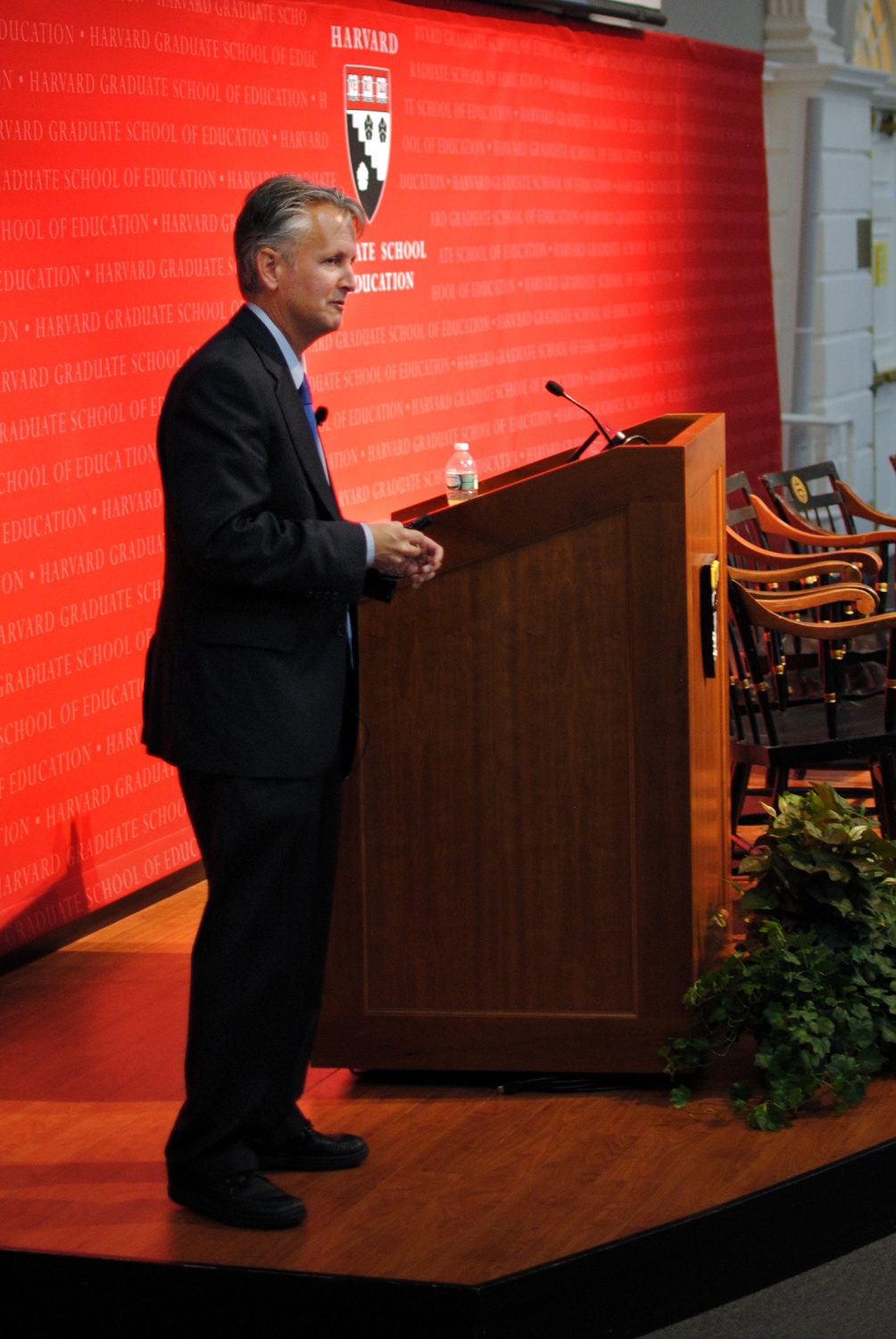 Bruce Baker, Professor at Rutgers University, speaks at the Askwith Forum event, 'Is U.S. Public School Funding Fair?' at the Harvard Graduate School of Education on Wednesday. 