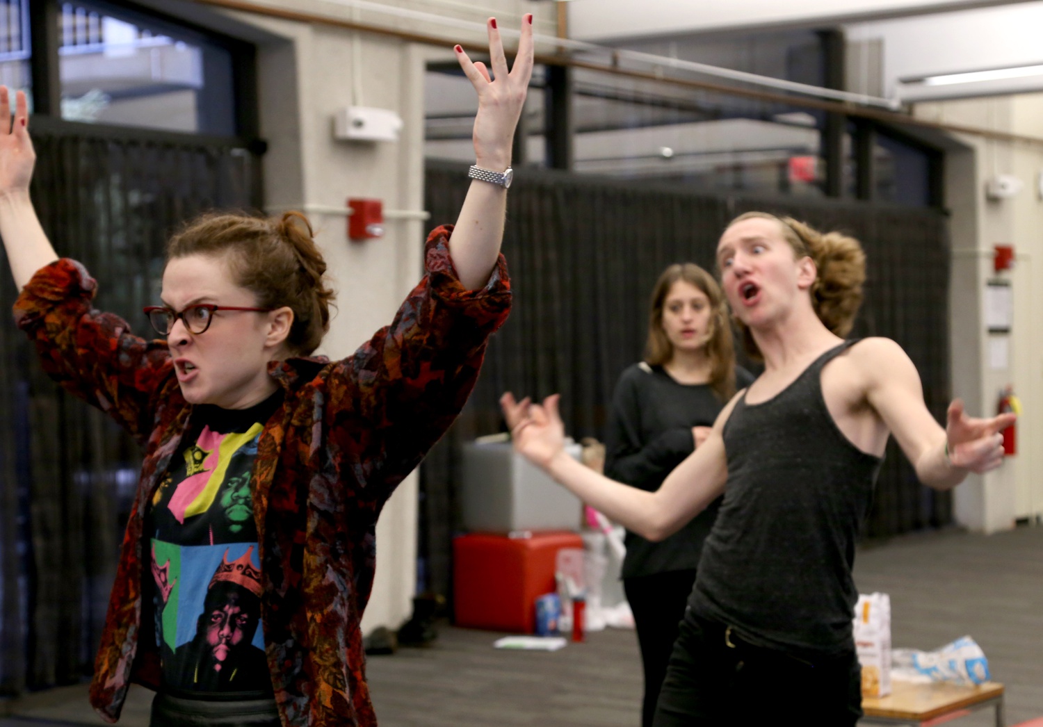 Mauriello yells at Elizabeth Leimkuhler '15 during rehearsal for "Little Murders" in which he plays her wife and she his husband.