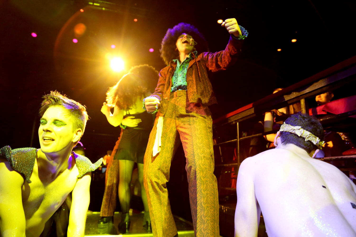 “It’s like getting shot out of a cannon. We’re going, going, going, and then the first show’s over.” Cast members parade around the club during the second performance of "The Donk."