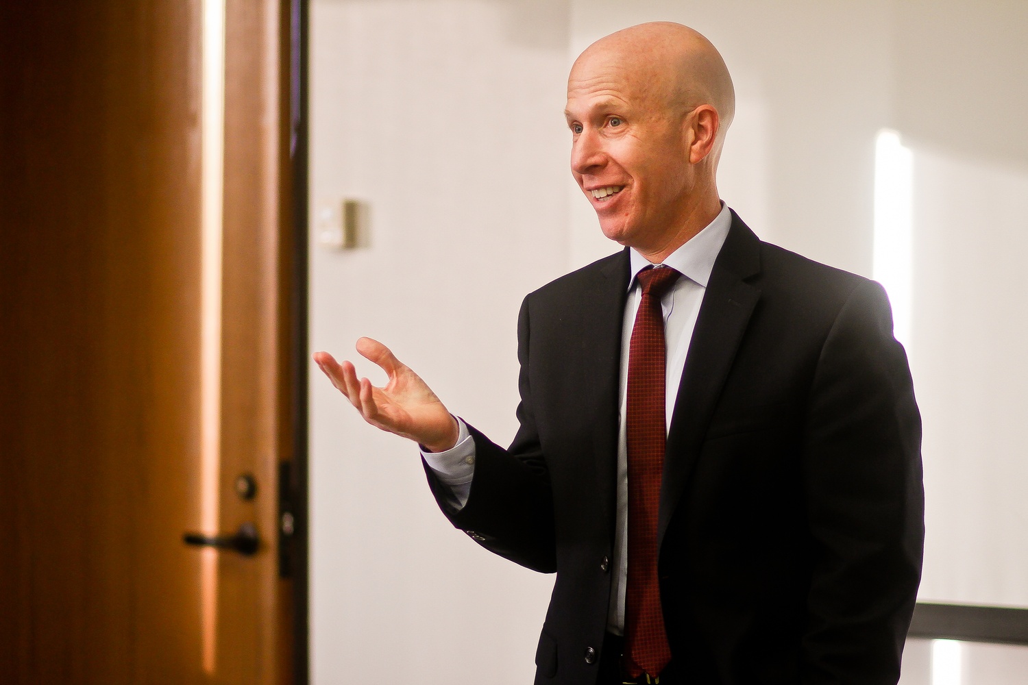 New York Times best-selling author Jonathan Eig addresses the crowd about history of birth control pills during a discussion for his new book, "The Birth of the Pill," at the Countway Medical Library of Harvard Medical School on Tuesday afternoon.