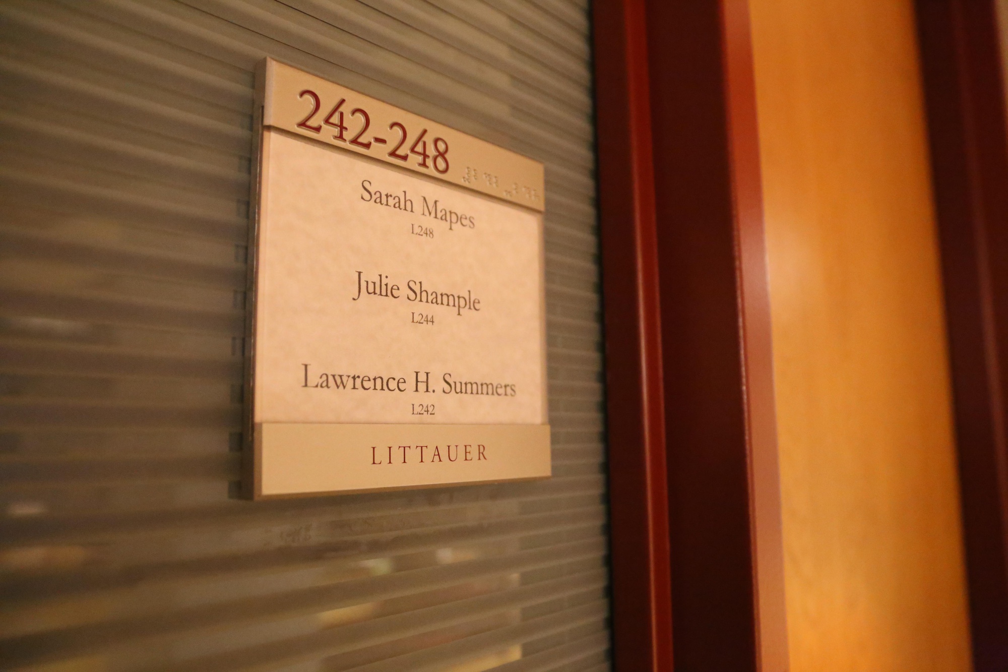 Summers' current office is located in the Kennedy School.