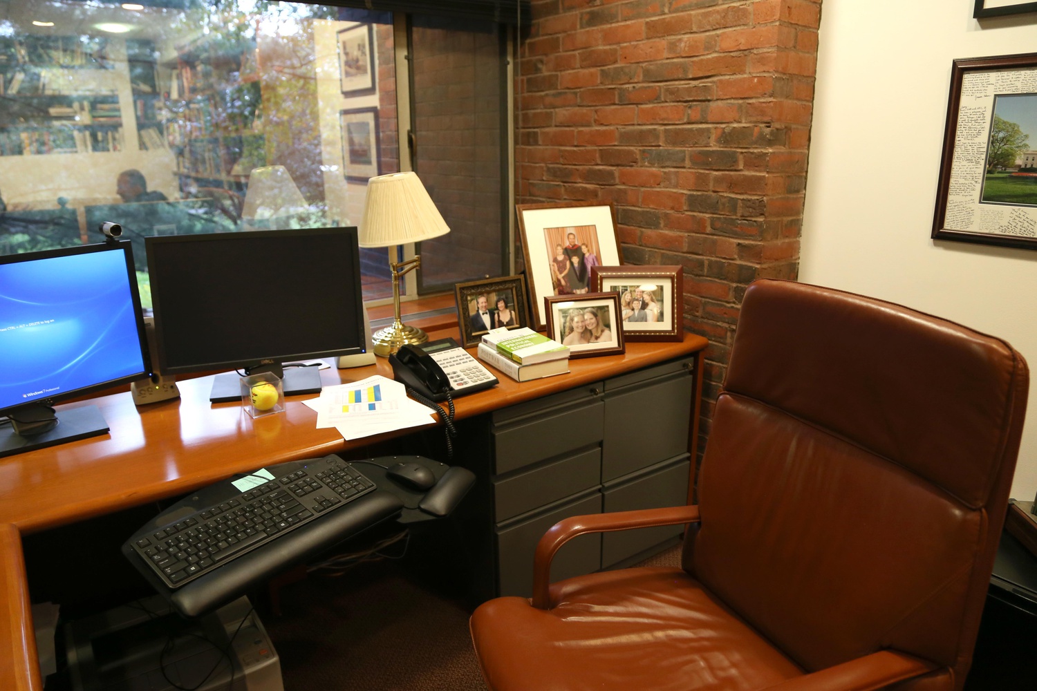 Summers' desk in his office at the Kennedy School.