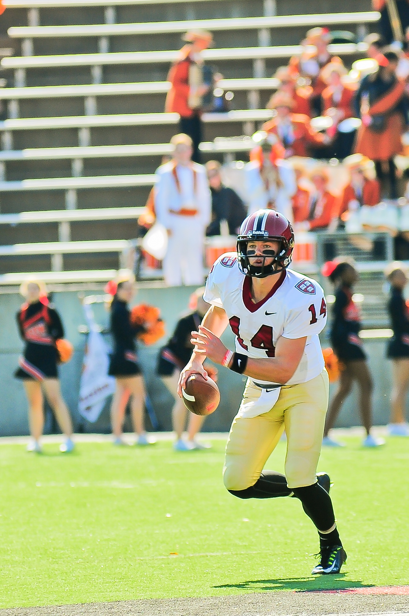 Conner Hempel, seen here in previous action, led the Crimson to a 49-7 routing of the Princeton Tigers.