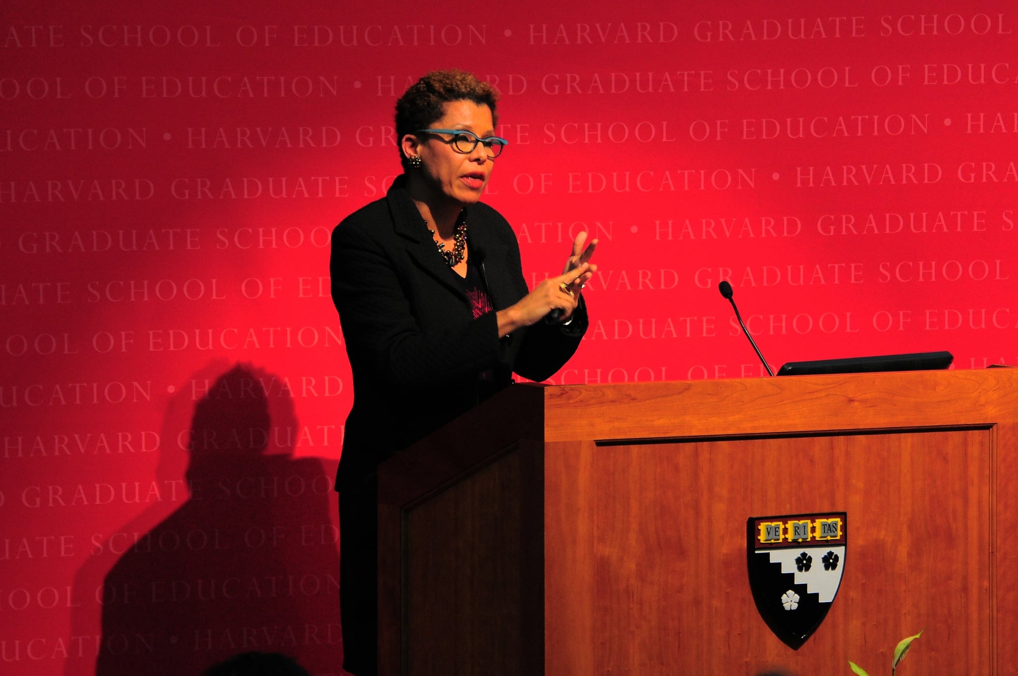 Sheryll Cashin, a professor of Law at Georgetown, discusses the Michigan ban on affirmative action on Thursday afternoon at Longfellow Hall. Cashin spoke about the race-based affirmative action debate in the United States. 